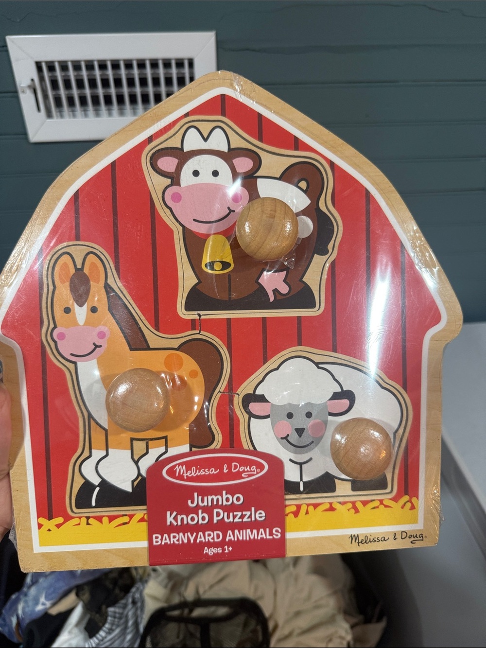 Melissa & Doug Barnyard Animals Jumbo Knob Puzzle - Red